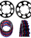 Round Oval 104 BCD Chainring 32T 52T Narrow Wide Teeth 4mm Thick, black and colored, for mountain bike single speed systems