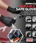 Heavy Duty Six Mil Nitrile Disposable Gloves Xl Size One Hundred Count Box, used for automotive work, featuring textured grip and beaded cuff.