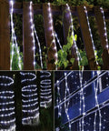 100Ft LED Rope Lights Outdoor With 720 LEDs, Flexible Connectable Tube Lights on garden fence, waterproof, 8 modes.
