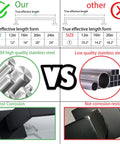 Comparison chart of Matte Black Single Towel Bar Wall Mount Rack Made Of Stainless Steel 24 Inch Heavy Duty Towel Holder showing material quality and size differences.