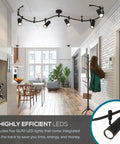 Ellipse Track Ceiling Light With Five Adjustable LED Heads In Black Finish Perfect For Kitchen Living Room And Home Accent Lighting