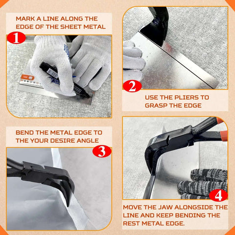 Step-by-step guide using Three Piece Pro Grade Hand Seamer Set With 45 90 180 Degree Jaws For Metal Bending In Standing Seam Roofing HVAC