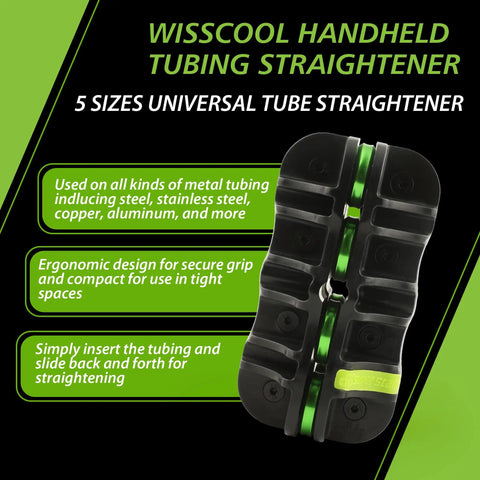 Three-Eighths Inch Tube Straightener Handheld Tool, ergonomic design, black and green, for Brake Lines and Fuel Lines