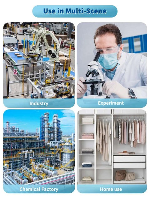 Multi-scene use for activated alumina desiccant beads in industry, experiments, chemical factories, and home storage.