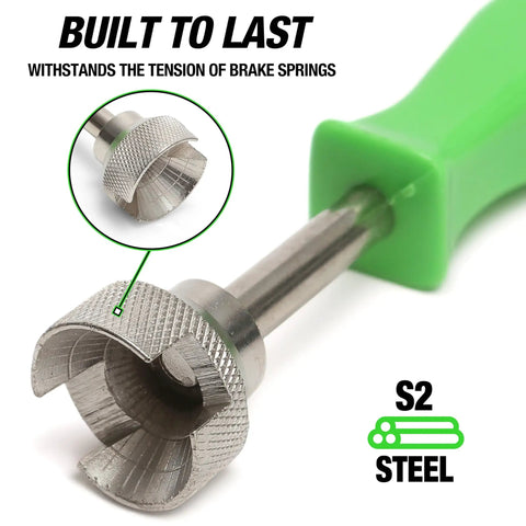 Drum Brake Spring Tool For Easy Removal And Installation Of Brake Springs And Washers Fits Five Eighths To Seven Eighths Inch Beefy S Two Steel Build With Contour Grip Handle For Cars Trucks And SUVs close-up