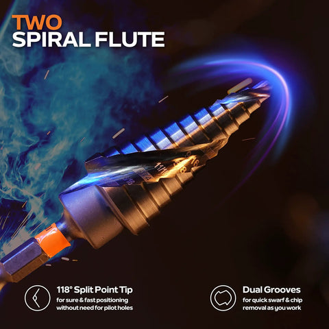 Unibit 3 Piece High Speed Steel Step Drill Bit Set For Stainless Steel Aluminum And Wood Jam Free Performance Dual Flute Design