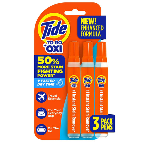 On The Go Stain Remover Pen For Clothes, Instant Spot Cleaner That Beats Food And Drink Stains, Travel Ready, Pocket Size And Purse Friendly, Fast Acting, Pack Of 3 in packaging