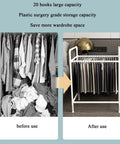 Space Saving Trouser Rack With 15 Heavy Duty Pants Clips And Smooth Wheels before and after closet organization.