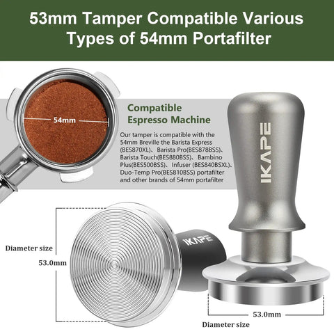 53mm Espresso Tamper Pro Grade Barista Coffee Tamper With Calibrated Spring Loaded And 100 Percent Flat Stainless Steel Base