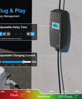 Portable Level 1 And 2 Ev Charger Cord 3.84Kw Fast Charge With 23Ft Heavy Duty Cable digital timer adjusted on a wall.
