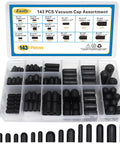143 Piece Rubber Vacuum Cap Set, 15 Sizes, Handy Hose End Caps For Carburetor, Manifold, And Automotive Vacuum Lines, Fits One Eighth Inch To Five Eighths Inch, Tight Seal To Prevent Leaks, Essential DIY Car Maintenance Kit