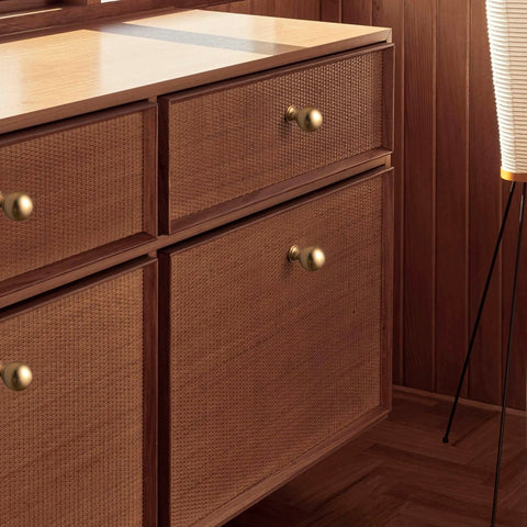 Six Pack Zinc Alloy Drawer Knobs 0.94 Inch Diameter Champagne Bronze Cabinet Knobs In Modern Style on wooden cabinet