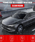 Car driving in stormy weather showcasing Atlas Windshield Wiper Blades Set 26 Inch Front Wiper 22 Inch Front Wiper and 12 Inch Rear Wiper