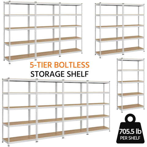 Built Like A Tank Five Tier Storage Shelf With Heavy Duty Iron Frame And Solid Wood Boards Silver Finish For Garage Organizing Home Display Or Office Gear Supporting Up To 1930 Pounds Total Capacity