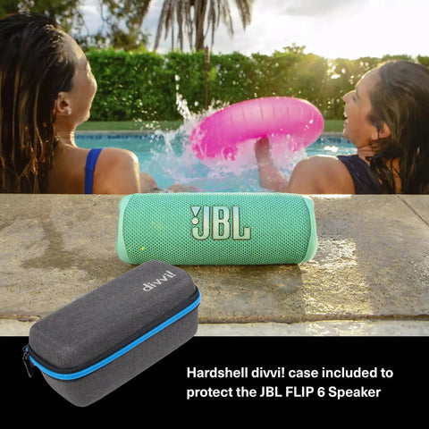 Flip 6 Bluetooth Speaker Bundle With Divvi Protective Hardshell Case Loud Bass Crystal Clear Sound Rugged Water Resistant Build