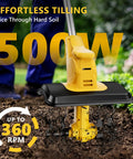 500W cordless tiller in action, 21V Cordless Tiller Cultivator With Two 3.0Ah Batteries And Fast Charger 9 Inch Tilling Width