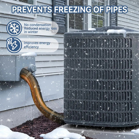 Five Layer HVAC Pipe Insulation Foam Tube Cut To Fit 59 Inch By 10.6 Inch For One Quarter To Three Inch Pipes on outdoor AC unit.