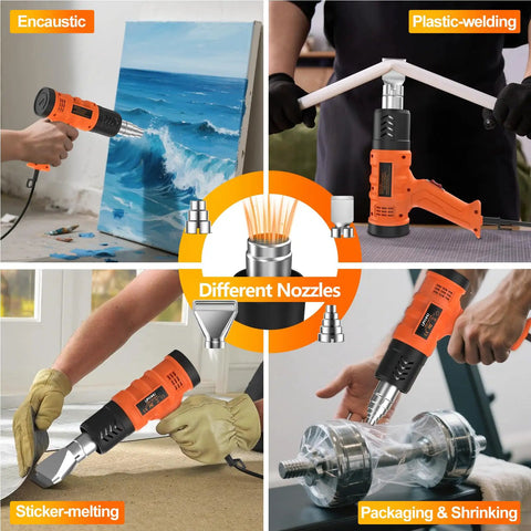 Heavy Duty 1850W Hot Air Tool With 1.5 Second Fast Heat Dual Speed Four Nozzles in use for various DIY applications