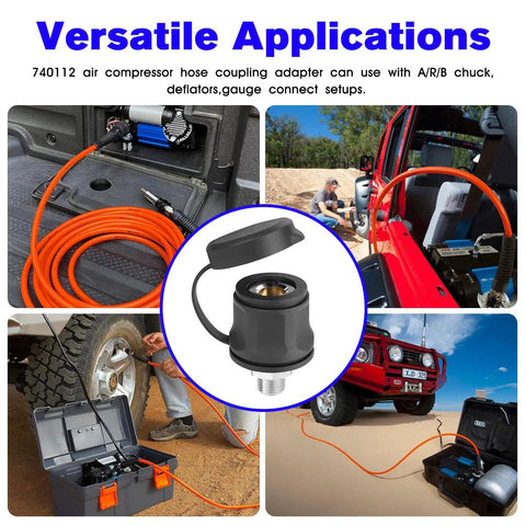 Top Shelf Air Compressor Hose Adapter With Slick Dust Cover And Rock Solid A R B Quick Connect Coupling for onboard systems.