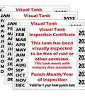 Large Size VTIC Visual Inspection Stickers For Scuba Tanks Four Pack With Easy Peel Adhesive Durable Tank Labels Printed In The USA