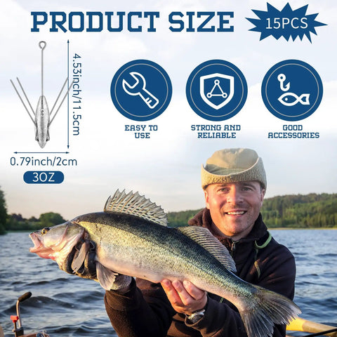 Angler showing catch with focus on Sputnik Sinker Fishing Weights 3 Oz Pack Of 10 For Saltwater Surf Casting Catfish Beach Ocean Fishing With Durable Black Rubber Sleeves And Easy Attachment For Beefed Up Bottom Fishing.