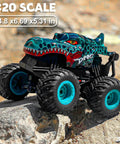 Totally Rad Dinosaur RC Monster Truck for Kids Ages 4 To 7, 1:20 Scale Remote Control Car with monster design and rugged tires