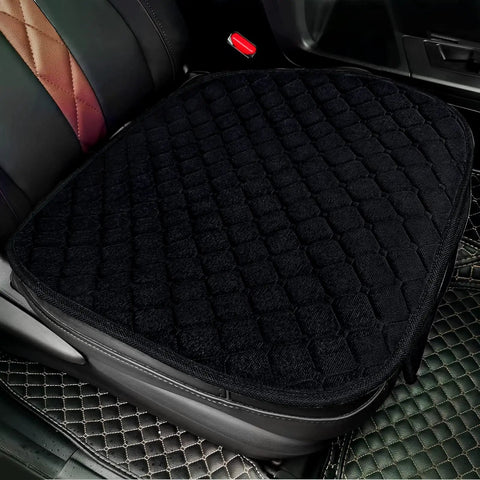 2 Pack Universal Front Seat Covers With Storage Pockets in black, quilted padded design on car seat, anti-slip bottom visible