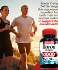 Ultra High Absorption Boron Supplement 10 mg Per Serving 240 Servings shown with active man and woman jogging outdoors.