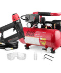 18 Gauge Brad Nailer and Quiet 1 Gallon Air Compressor Combo Kit for Finish and Trim Projects with accessories shown