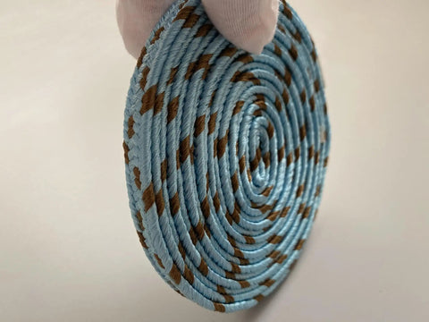 3.3 Yard Synthetic Silk Sageo Cord For Katana Wrapping And DIY Sword Maintenance, light blue rope coil close-up view