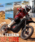 Badass Heavy Duty 5000 Watt Electric Dirt Bike For Adults And Teens riding on sand with 12*3 inch fat tires in action.