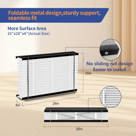 2 Pack 410 Replacement Filter For 410 Series Whole House Air Purifiers MERV11 16x28x4 In Easy Install diagram and size