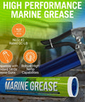 Better Boat marine grease tube, 14 oz, blue tube with green label; compatible with grease guns; NLGI #2 GC-LB.