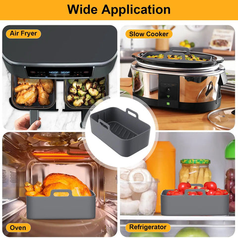 2 Pack Air Fryer Silicone Pots For Foodi Dual DZ201 8Qt And DZ090 6Qt, Reusable Silicone Liners with multiple kitchen appliance uses