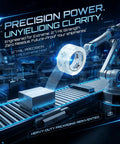 Robotic arm holding heavy duty packing tape refills 12 pack, 2.7 mil clear packaging tape on assembly line.
