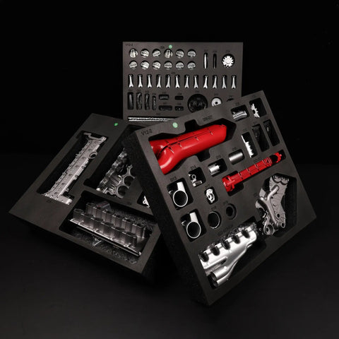 V12 Engine Model Kit With Over Eight Hundred Metal Parts Motorized Four Stroke Engine Electric Drive DIY STEM Build Realistic Anodized Aluminum And Stainless Steel Components Hands On Educational Gift For Adults And Car Enthusiasts, parts trays