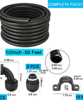 Black Flex Liquid Tight Non Metallic Electrical Conduit Kit Half Inch 50 Feet With Five Couplings Three Elbows And Ten Straps