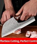 Two Piece Meat Cleaver Knife Set For Cutting Meat And Veggies Beast Mode Tough Carbon Steel Viking Style Kitchen Knives In Use