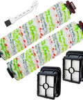Pet Pro Replacement Roller Brush And Filter Set For Crosswave Vacuum Models Including 1785 And 2306 Series 2 Pack Brush And 2 Pack Filter Compatible With Part Numbers 1613568 1608684, including two green and multicolored brush rolls and two filters.