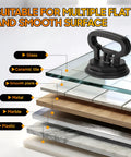 Professional Grade Heavy Duty Glass Suction Cup Lifter Vacuum Grip Handle Two Pack on various flat surfaces including glass and tile.