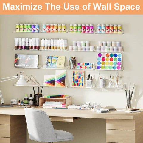 Upgrade Your Space With This 16 Pack 15 Inch Clear Acrylic Wall Shelf Set Floating Storage Organizers For Bedroom Closet Bathroom Solid Space Savers That Stack Up Your Gear Without The Clutter Or Mess