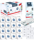 Performance Pack 16 Type Genuine GN AirClean 3D Efficiency Vacuum Bags Plus AH50 HEPA Filter And Four Pre Motor Protection Filters For S5 S8 C2 C3 Series Replacement Kit image showing packaging and contents.