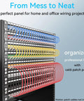 24 Port Cat6 Patch Panel With Keystone Couplers No Punch Down RJ45 Ethernet Patch Panel 1U 19 Inch installed with colored cables