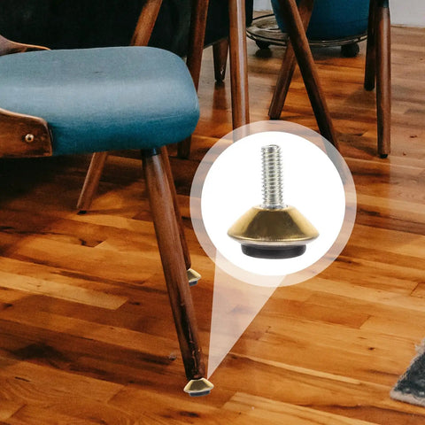 Chair leg with 12 Pack Adjustable Furniture Leveling Feet Set With Heavy Duty Iron And PVC Swivel Legs Non Slip Levelers on wood floor