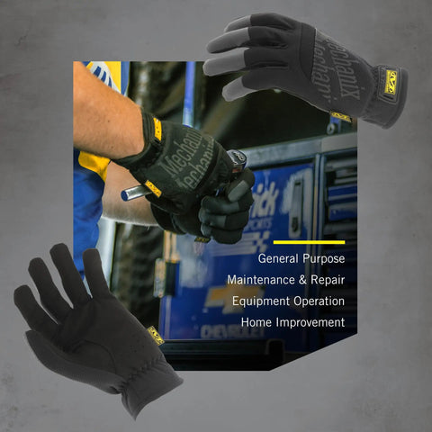 Person using FastFit Work Gloves With Anti Slip Grip Abrasion Resistant Heavy Duty Design Touchscreen Compatible Large Black