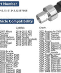 AC Pressure Sensor Switch Compatible With Chevy Suburban Tahoe GMC Sierra Buick Cadillac Pontiac Saturn Isuzu Hummer Oldsmobile Saab 2002 2021 HVAC Pressure Transducer Replaces 13587668