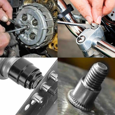 Pro Grade Stainless Steel Rivet Nut Assortment Kit in use for automotive and sheet metal applications