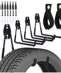 Heavy Duty Garage Wall Hooks Set With 2 Cord Straps 4 Steel Hangers For Tools Bikes Ladders Hose And Garden Gear Built Tough