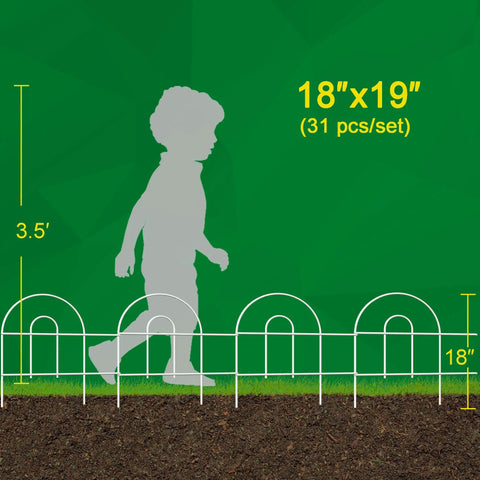 White Garden Fence Border 18 Inch High 50 Feet Long Foldable Metal Wire Panel Fencing for Yard Flower Bed Installed