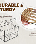 Large Handwoven Foldable Storage Basket Metal Frame Real Deal with Lid and Grippy Handles Cotton Lined Bin for Bedroom Laundry Gray Top Shelf displaying sturdy metal frame and woven cotton craftsmanship.